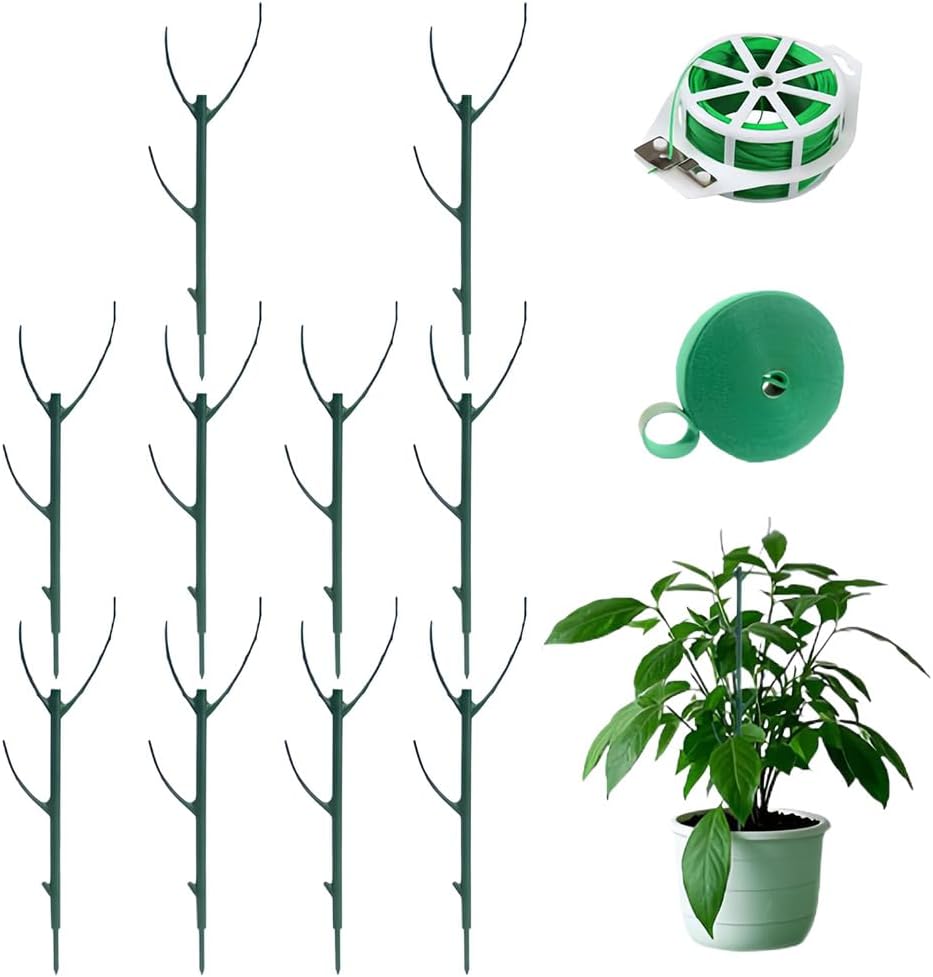 5 Pack Stackable Monstera Plant Support Stakes, Garden Plant Stakes for Indoor and Outdoor Plants, Moss Poles Holder Stick Monstera Plant Stem Supports Structures for Climbing Potted Plants (10 Pack)