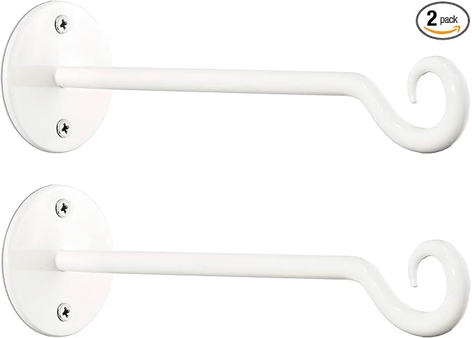 Monarch Abode Wall Mount Plant Hook Premium Metal Decorative Hanging Bracket for Plants Bird Feeders Planters Home Decor, Heavy Duty, 7.5 inch, Set of 2, White
