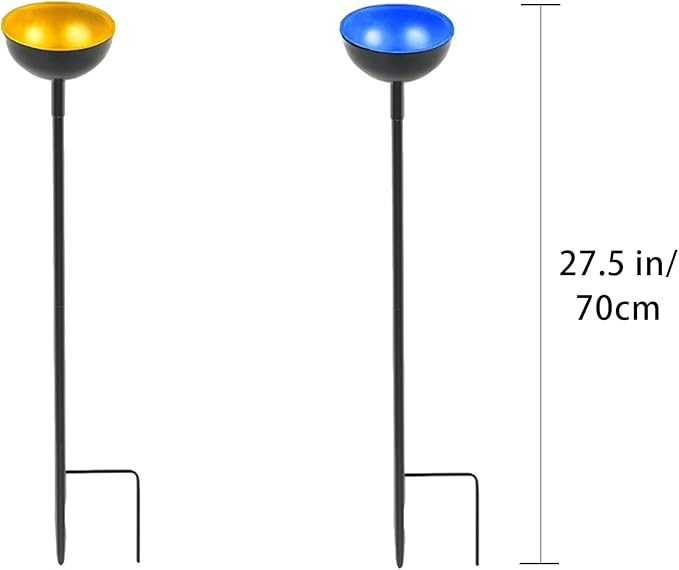 HLMOptimo 2 Packs/4 Packs Bee Watering Stations, Bee Cups for Garden, Bee Butterfly Water Station Bee Waterer, Metal Garden Stakes for Outdoor Garden Courtyard Decor (Yellow and Blue)