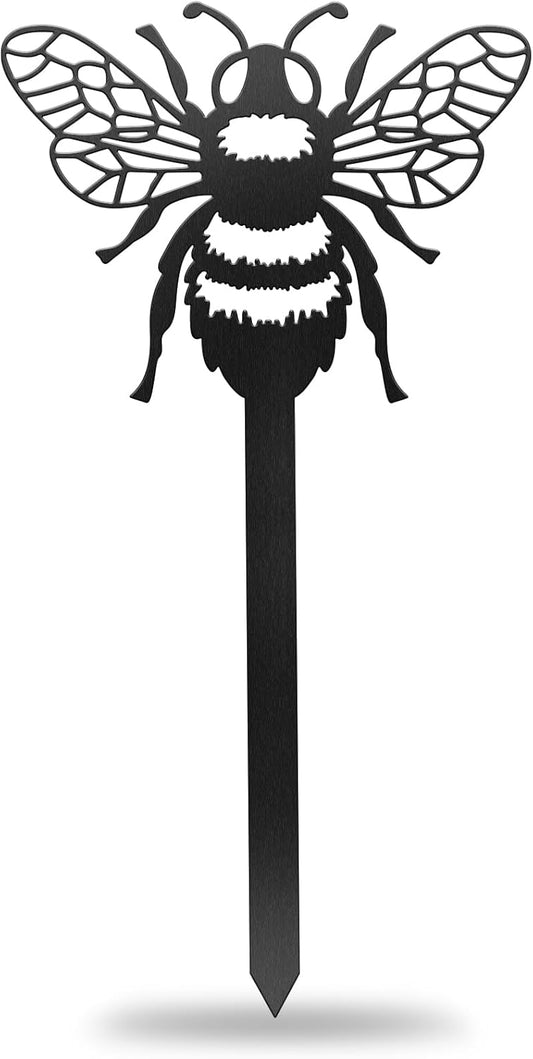 CUTHOLLOW Metal Plant Marker Stake Bee for Outdoor Indoor, Waterproof 11.8 inch Cute Garden Plant Labels Sign Tag for Vegetables, Farmhouse Greenhouse Decor - Funny Gardening Gifts