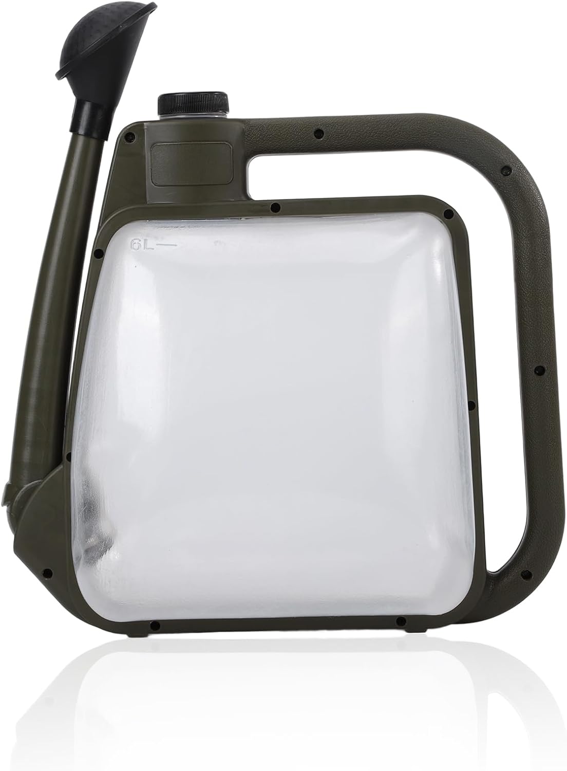 Foldable Transparent Plastic Watering Can 1.6Gal with Spray and Pour Nozzle for Indoor Outdoor Plants,Army Green