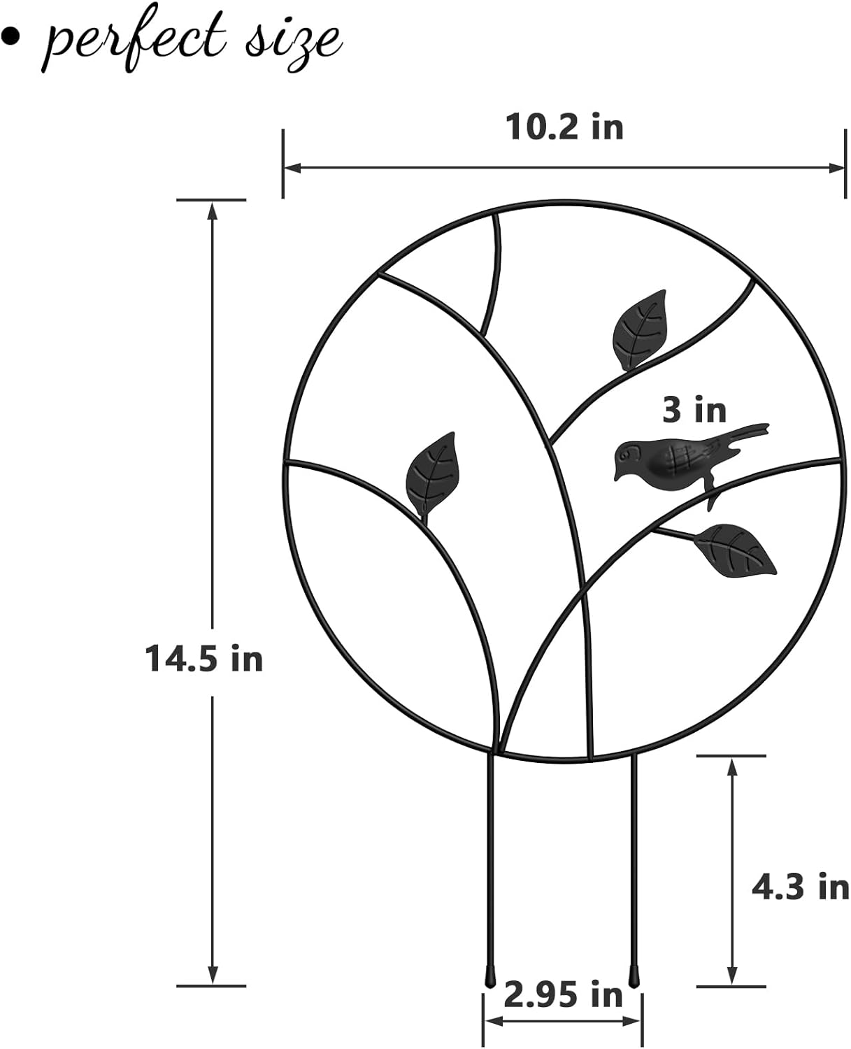 Indoor Plant Trellis for Climbing Plants, Small Garden Trellis for Potted Plant Support Outdoor, Round Circle Trellis with Bird, 2 Pack Small Houseplant Metal Wire Trellis for Vine Ivy