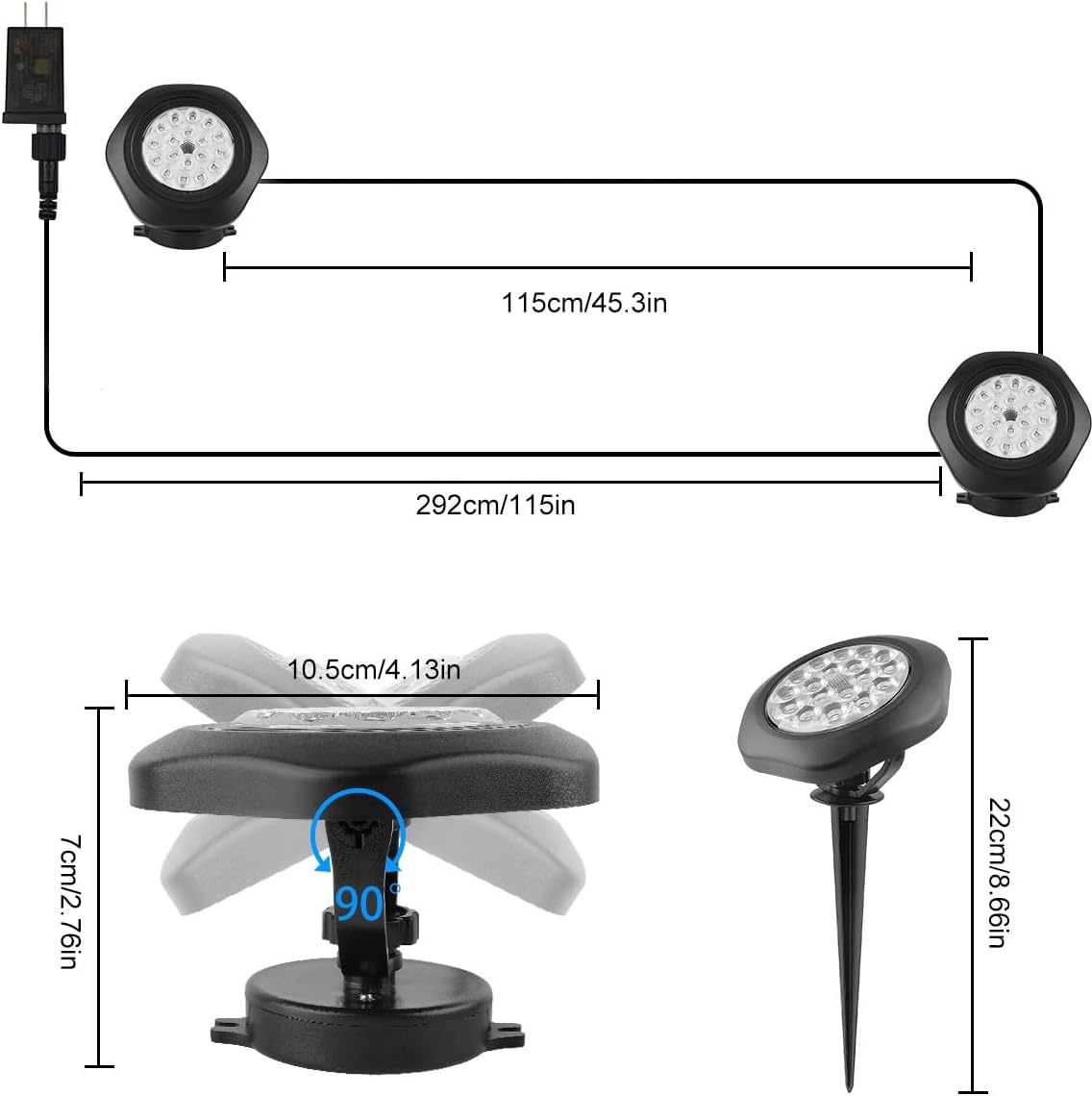 RGB Underwater Pond Lights, Super Bright 18 LED Submersible Fountain Lights Color Changing Spotlights, Bluetooth APP Control IP68 Waterproof for Fish Aquarium Tank Garden Yard Pool(Set of 2)