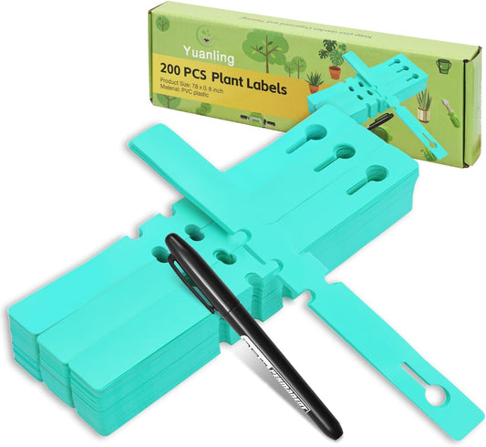 Plant Labels Yuanling Plastic Plant Tree Tags Wrap Around Hanging Tags Nursery Tree Markers Adjustable Garden Labels for Indoor Outdoor Gardening Plants (Teal)