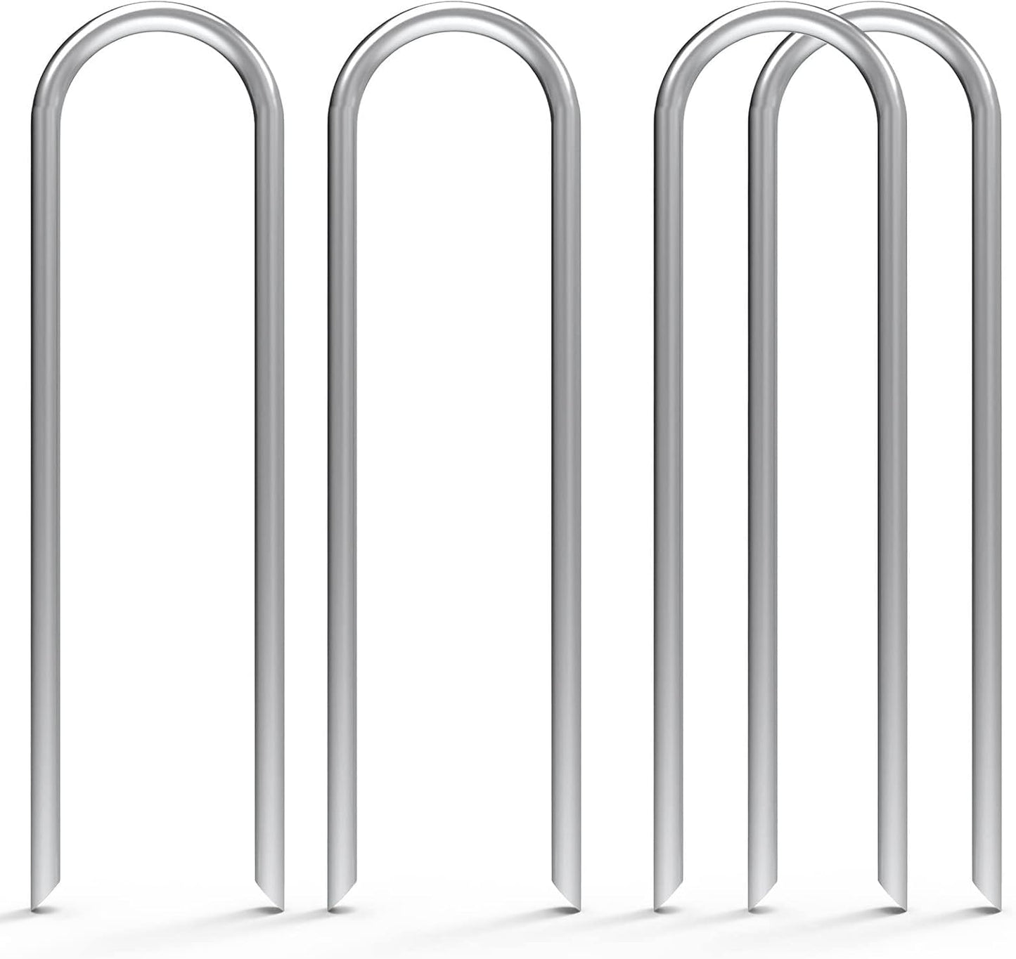 MySit 12 Pack 12 Inch Garden Stakes Heavy Duty 11 Gauge Galvanized Yard Staples U Pegs Fences Drip Irrigation Securing Stakes Loop Stake for Anchoring Lawn Drippers Soaker Hose