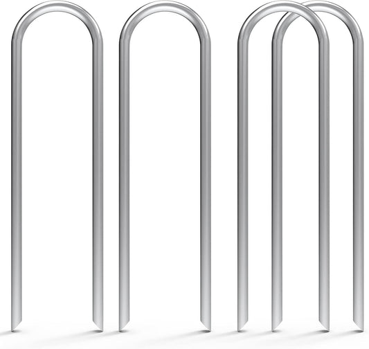 MySit 12 Pack 12 Inch Garden Stakes Heavy Duty 11 Gauge Galvanized Yard Staples U Pegs Fences Drip Irrigation Securing Stakes Loop Stake for Anchoring Lawn Drippers Soaker Hose