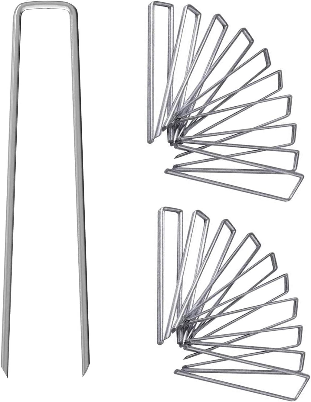 6 Inch Galvanized Garden Landscape Staples Stakes 25 50 100 PCS Anti-Rust Garden Staples U-Shaped Landscape Pins for Secure Lawn Fabric (50, 6 Inch)