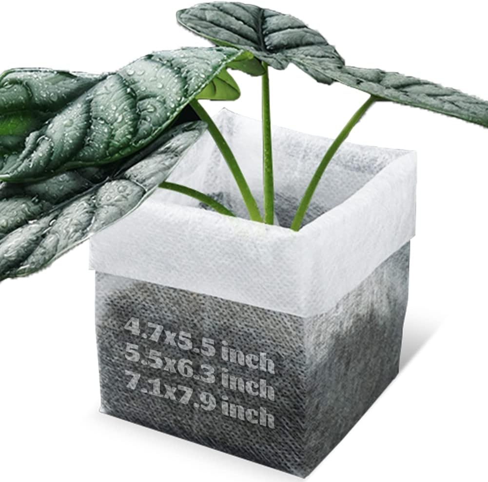 50 Pcs Non-Woven Plant Nursery Bags, Outdoor Plant Seeding Bags, Seedling Pots Container, Fabric Seedling Pots Plants Pouch, 11.02” x 11.02”/28x28cm