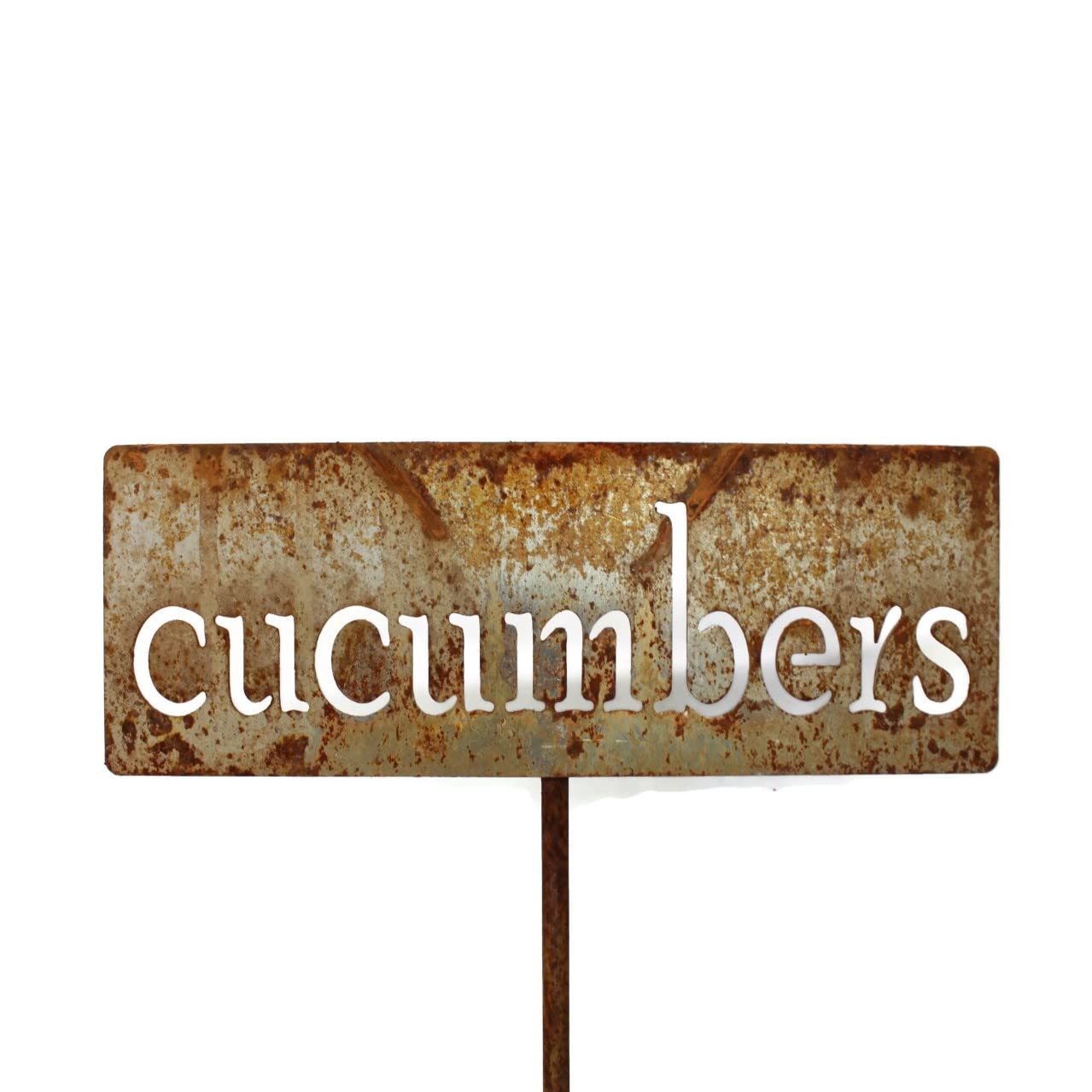 Classic Metal Garden Markers 19 Inches Tall (cucumbers, Naturally Rusted)