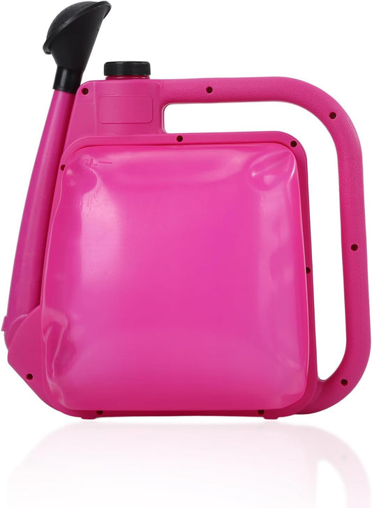 Watering Can 1.6Gal Transparent Plastic with Comfort Grip Handle for Indoor & Outdoor Plants（Rose Red）