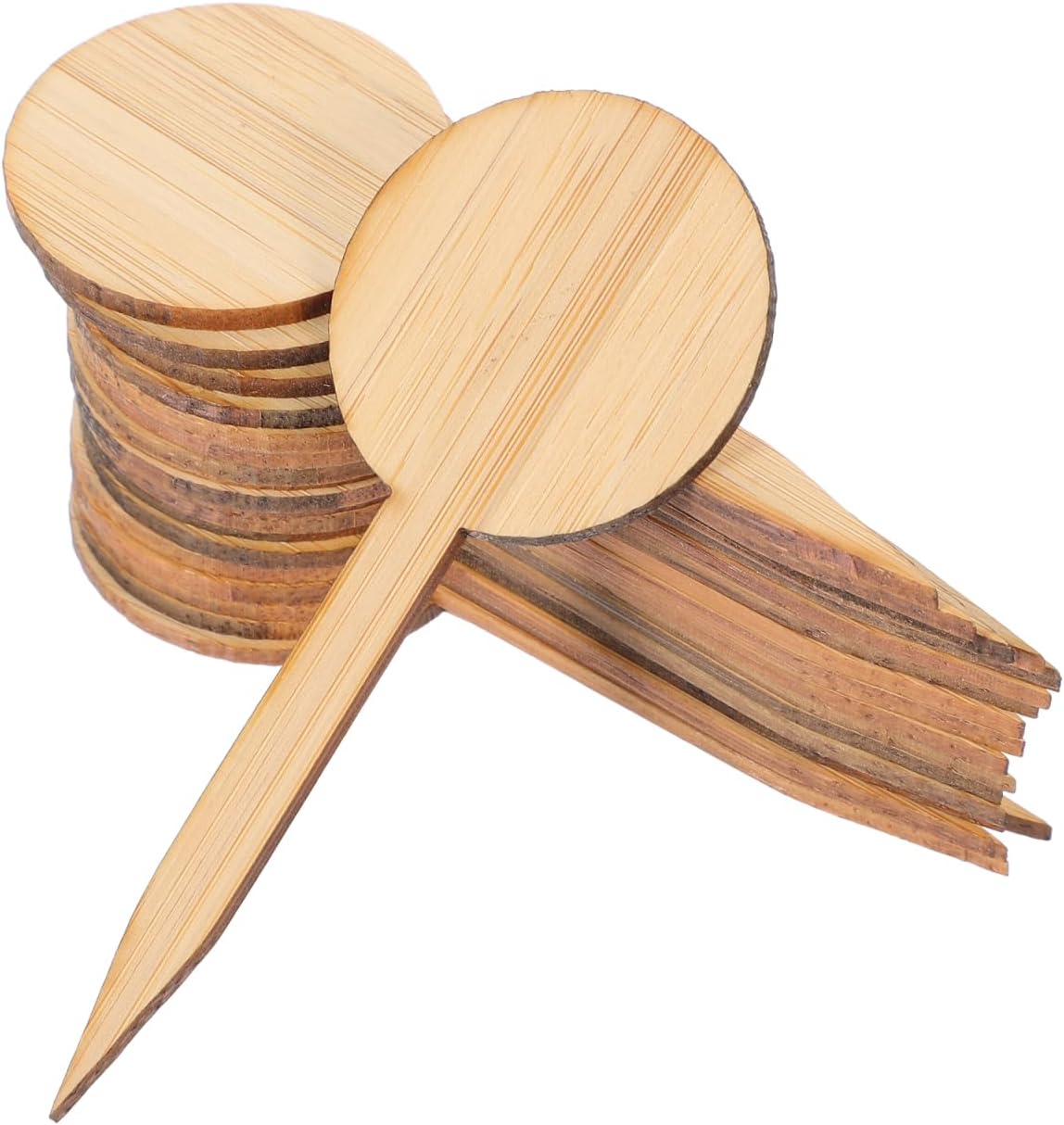 VICASKY 20Pcs Miniature Wooden Plant Labels - Round Head Garden Markers for Flowers, Herbs & Potted Plants, Indoor & Outdoor Decor (3.93 x 1.57 Inch, Wooden Sign Tags)