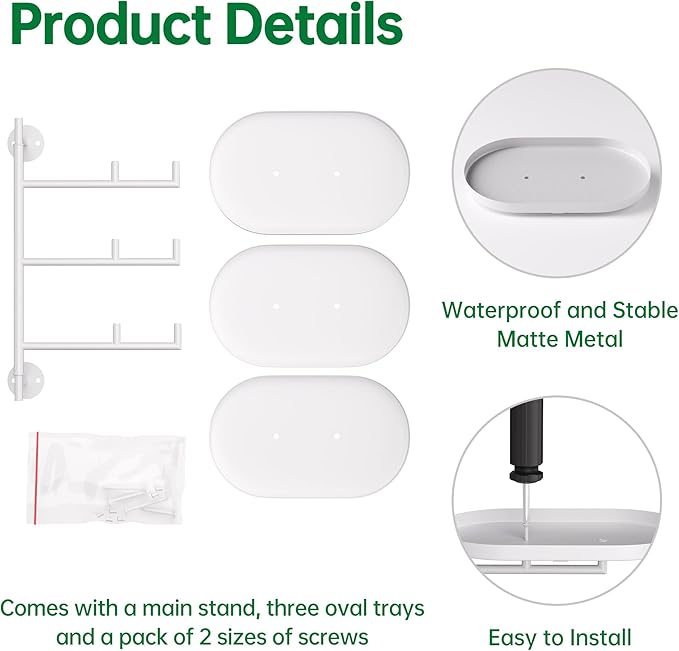 Rotating Window Plant Shelves for Multiple Plants Indoors,3-tier Metal Corner White Plant Stand Holder Floating Plant Shelf for Wall，Windows Sill Gifts for Plant Lovers to Enhance Home Decor