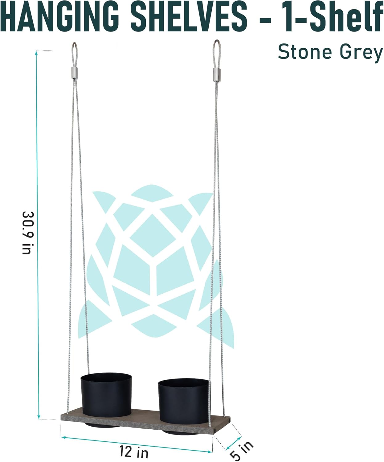 Urban Garden Decor with Pots Included, Hanging Planters for Indoor Outdoor Plants, Hanging Flowerpots, Wall Hanging Plant Holder Window Plant Shelves (Stone Gray, Shelf 2 Pots)