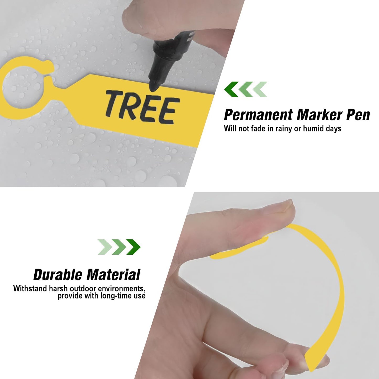 Plant Labels Yuanling 100Pcs Plastic Waterproof Plant Tree Tags Nursery Garden Markers for Indoor Outdoor Gardening Plants Vegetables Flowers Potted (Yellow Color with 1 Marker Pen)