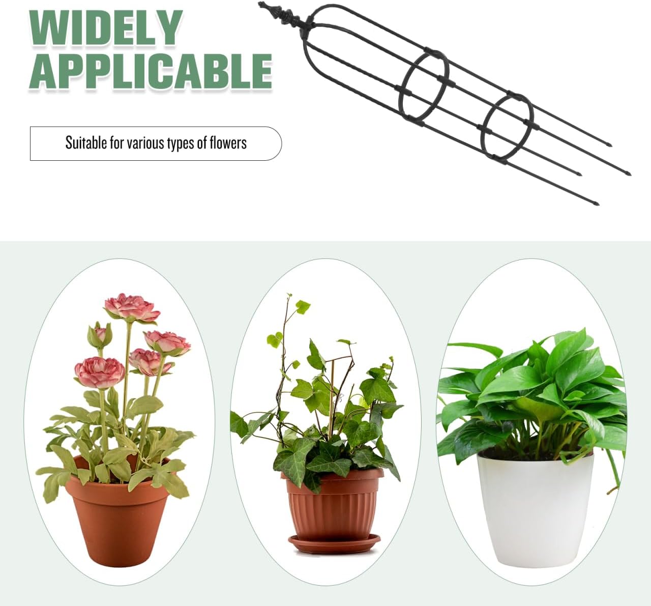 Metal Garden Trellis for Climbing Plants 8mm Outdoor Support Frame for Vines and Flowers Adjustable Height Garden Obelisk for Potted Plants for Tomatoes and Roses