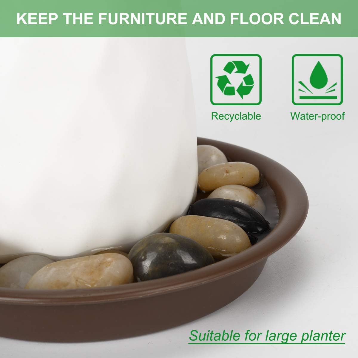 Plant Saucer 10 inch, Heavy Large Planter Durable Thicker Plastic Plant Trays for Indoors and Outdoor, Plant Saucer Drip Trays,Brown(10" - 3 Pack)