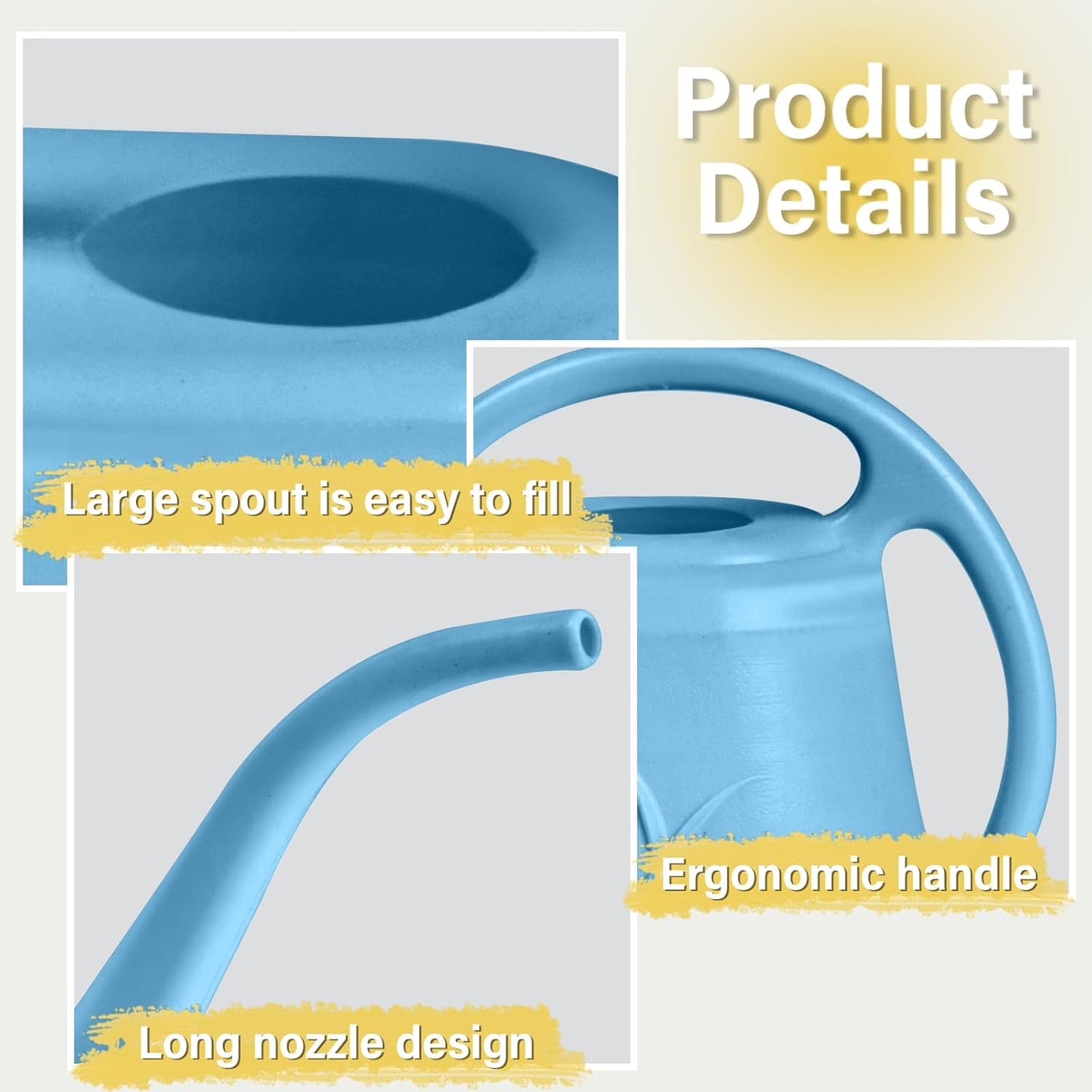 Plastic Watering Can - for Indoor and Outdoor Plant - 1/2 Gallon - SkyBlue