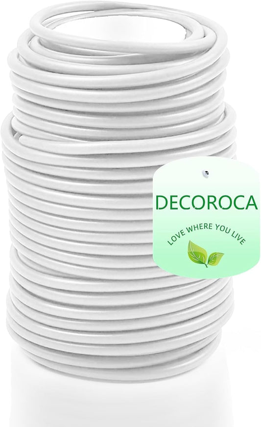 Decoroca Soft Plant Ties for Support - 65.6' Reusable Waterproof Plant Wire, Garden Twist, for Indoor & Outdoor Plants and Home Organizing（1pc/White）