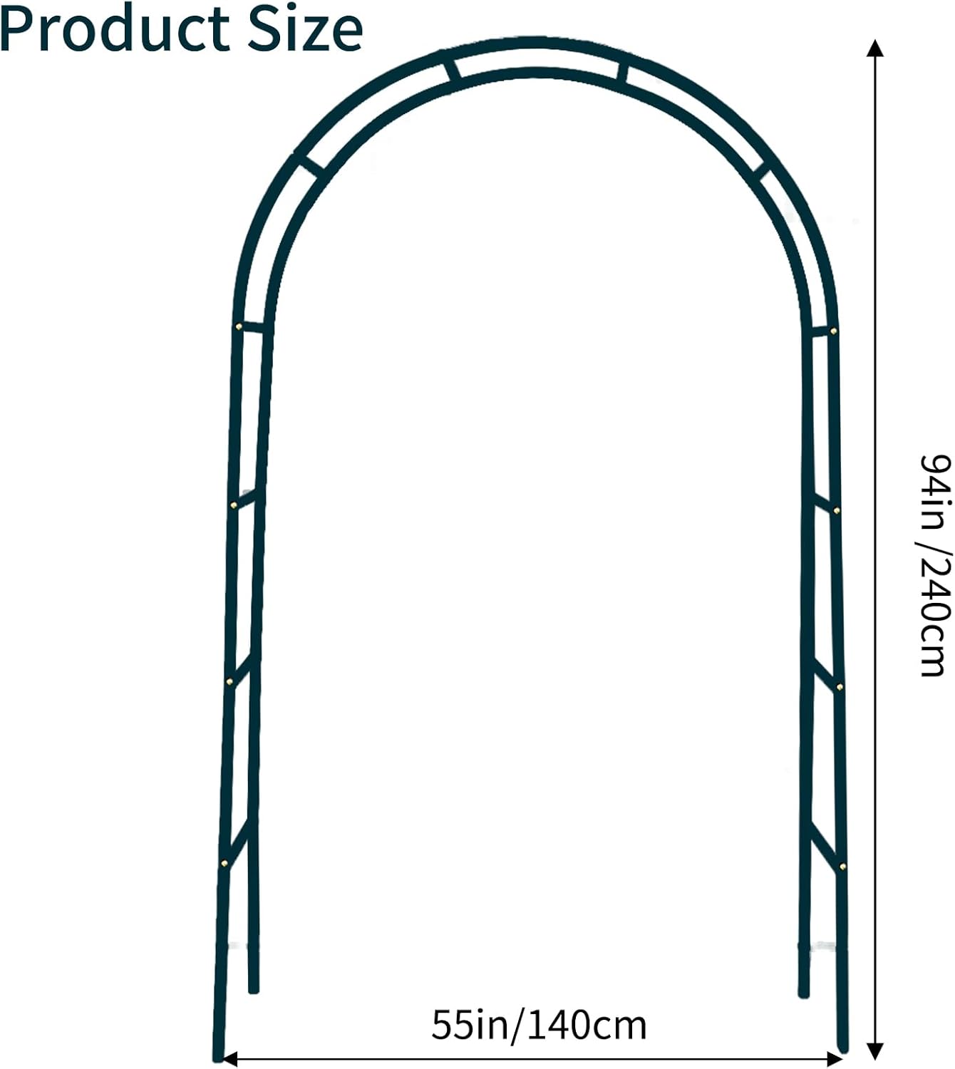 RUBFAC 94" Metal Garden Arch Trellis for Climbing Plants Outdoor, Garden Arbors and Arches, Halloween Archway for Pumpkin Balloon Rose Vines Wedding Christmas Birthday Party Decorations, Army Green