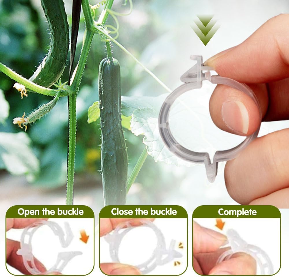 Plant Fixing Clip, Tomato Clips for String Trellis, Plant Wall Clips for Climbing Plants, Plant Wall Clips for Climbing Plants, Fixing Stem and Vine, Plastic Trellis Clips (Green-150pcs)