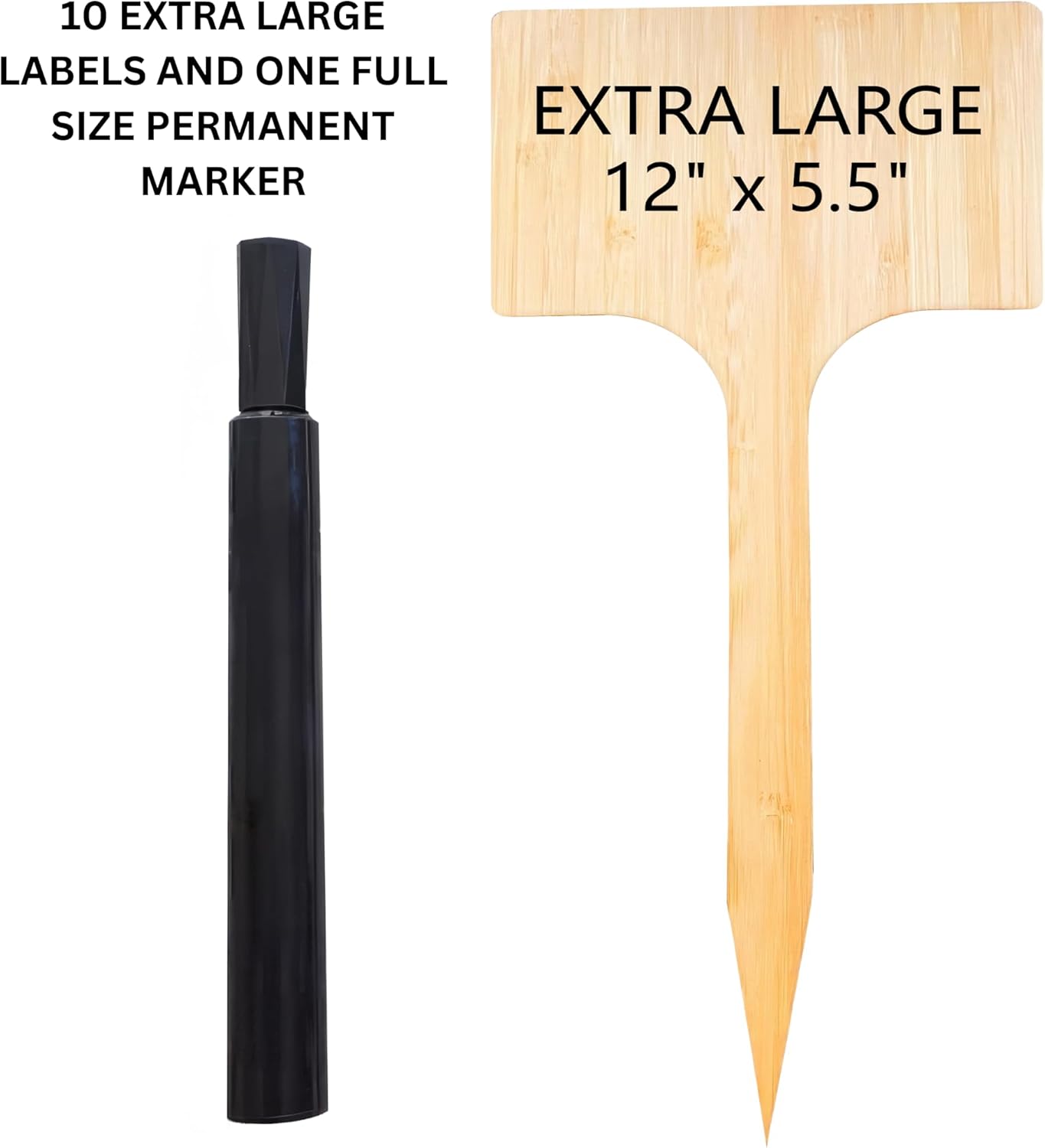 10 Pack 12 Inch Extra Tall Plant Labels Large Garden Markers Plant Name Tags for Flowers, Herbs, Vegatables, Seeds, Bulbs Easy to Read Larger Writing Area with Full Size Marker