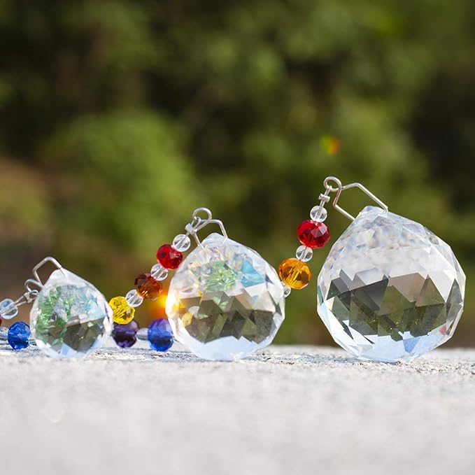 HDCRYSTALGIFTS Memorial Gift,Crystal Ball Prism Rainbow Maker Chakra Suncatcher Hanging Beads Window Sun Catcher Sympathy Gifts for Loss of Loved One,Set of 3