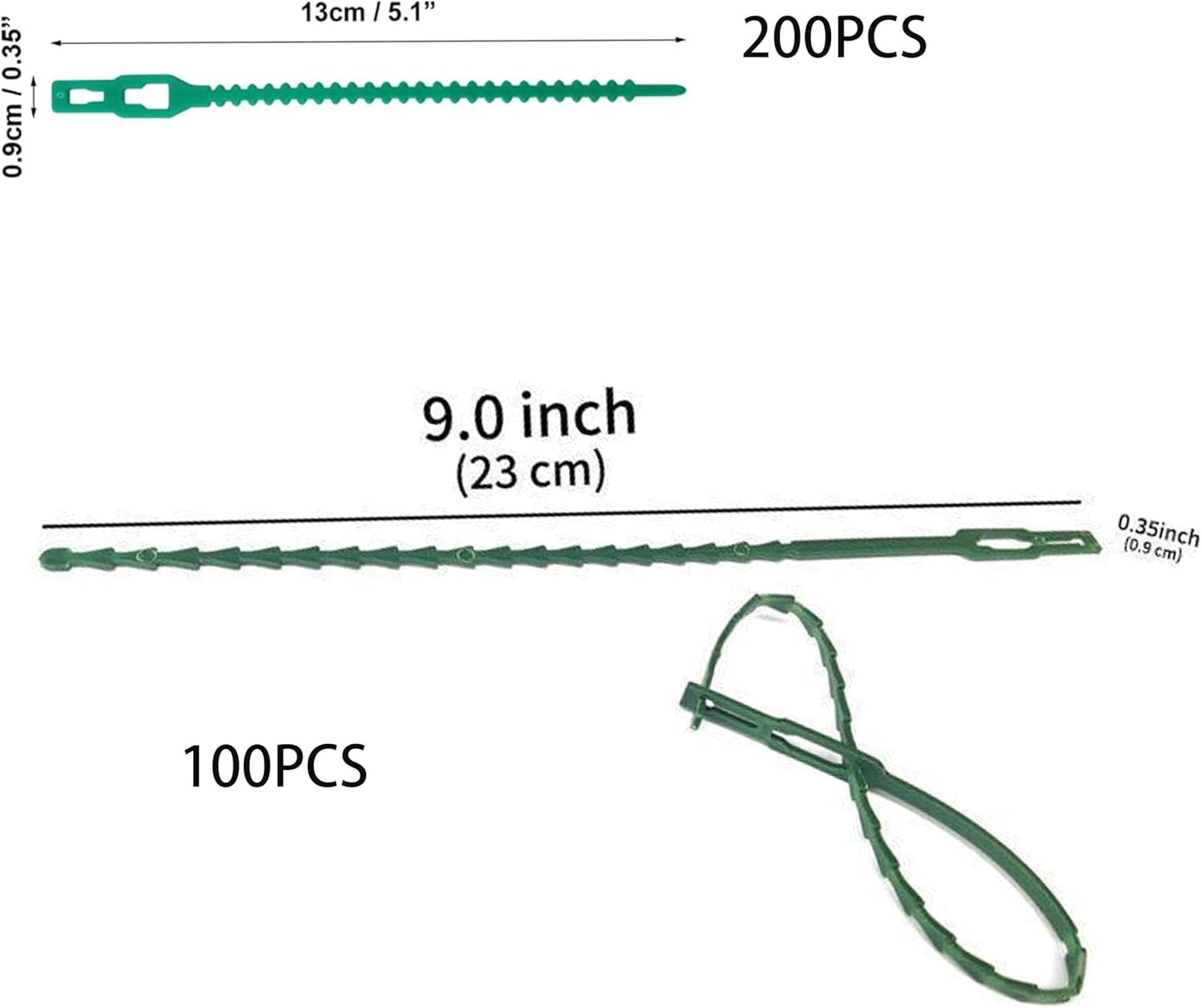 300 PCS Adjustable Plant Ties Flexible Garden Plant Ties, Green Multi-Function Sturdy Garden Plant Twist Tie Plastic Garden Ties Plant Support Tree Shrub, Office Home Cable Organization (13 & 23 CM)