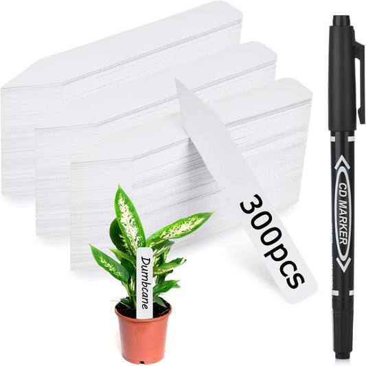 Plant Labels 300pcs 4 Inch with Garden Plant Markers Pen of Outdoor Waterproof,Plant Tags and Permanent Marking Pen, Garden Labels Gardening Gifts for Women Men