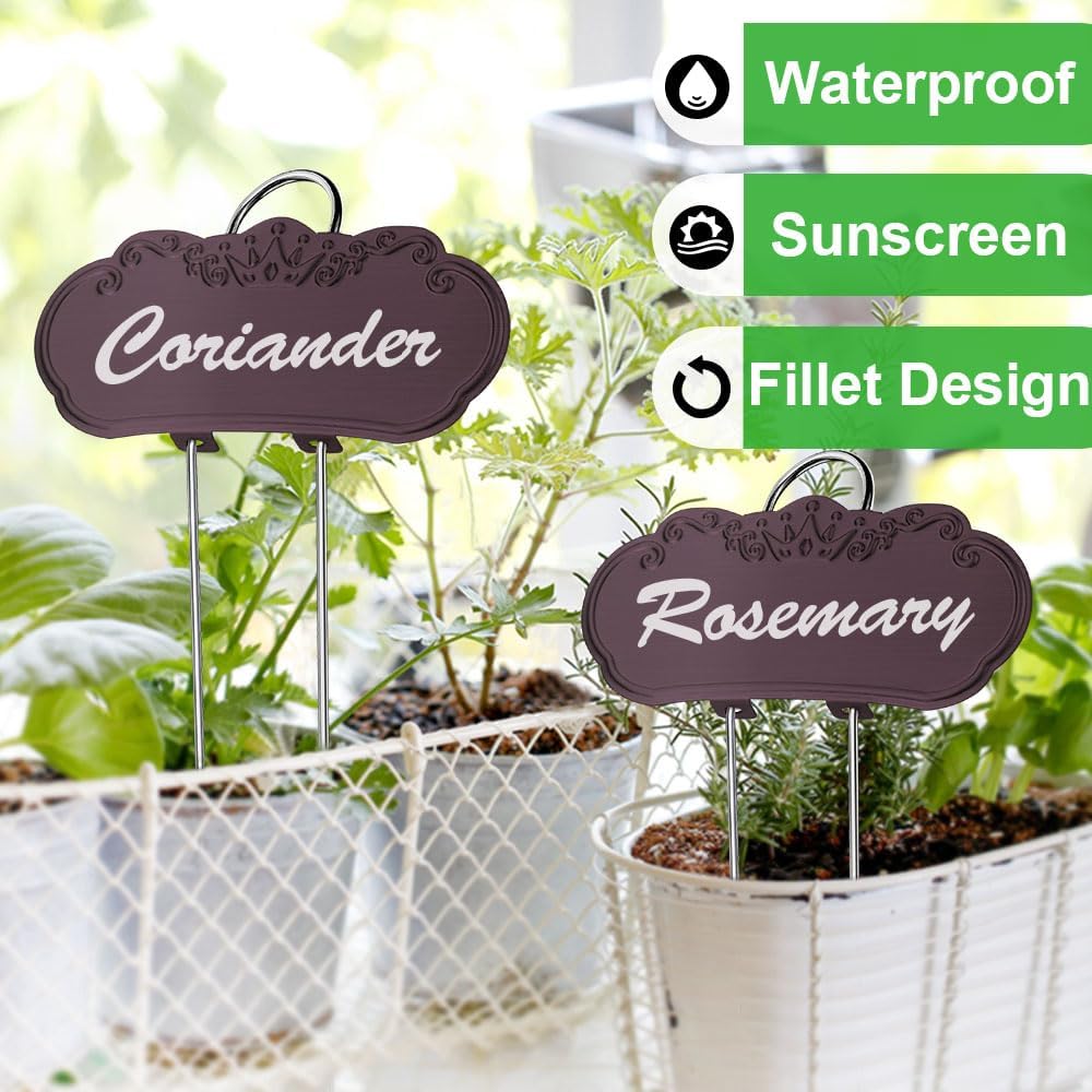 Metal Plant Labels, Tall Outdoor Garden Markers for Flowers, Fruits and Vegetables, 304 Stainless Steel Weatherproof Signs (25 Pack, 4" x 1.9", Purplish Red)