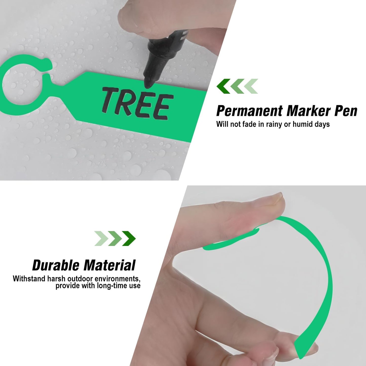 Plant Labels Yuanling 100Pcs Plastic Waterproof Plant Tree Tags Nursery Garden Markers for Indoor Outdoor Gardening Plants Vegetables Flowers Potted (Green Color with 1 Marker Pen)