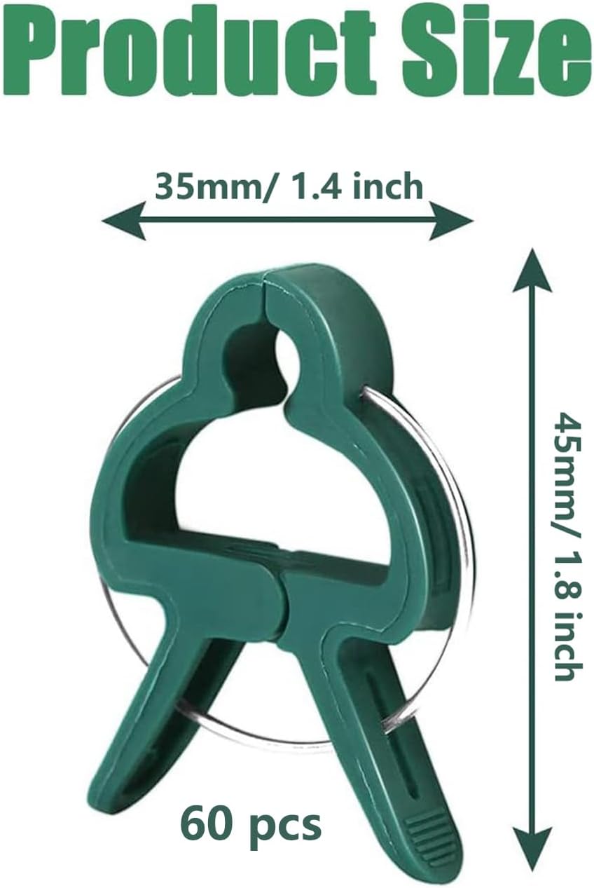 60 Garden Plant Clamps,Plant Support Clamps Hold Plant Stems,for Multi-Purpose Plants Rattan Clamps Rose,Sturdy Cucumber Orchid Clamps Plant Support Adjustable Clamps Green (Small 60Pcs)