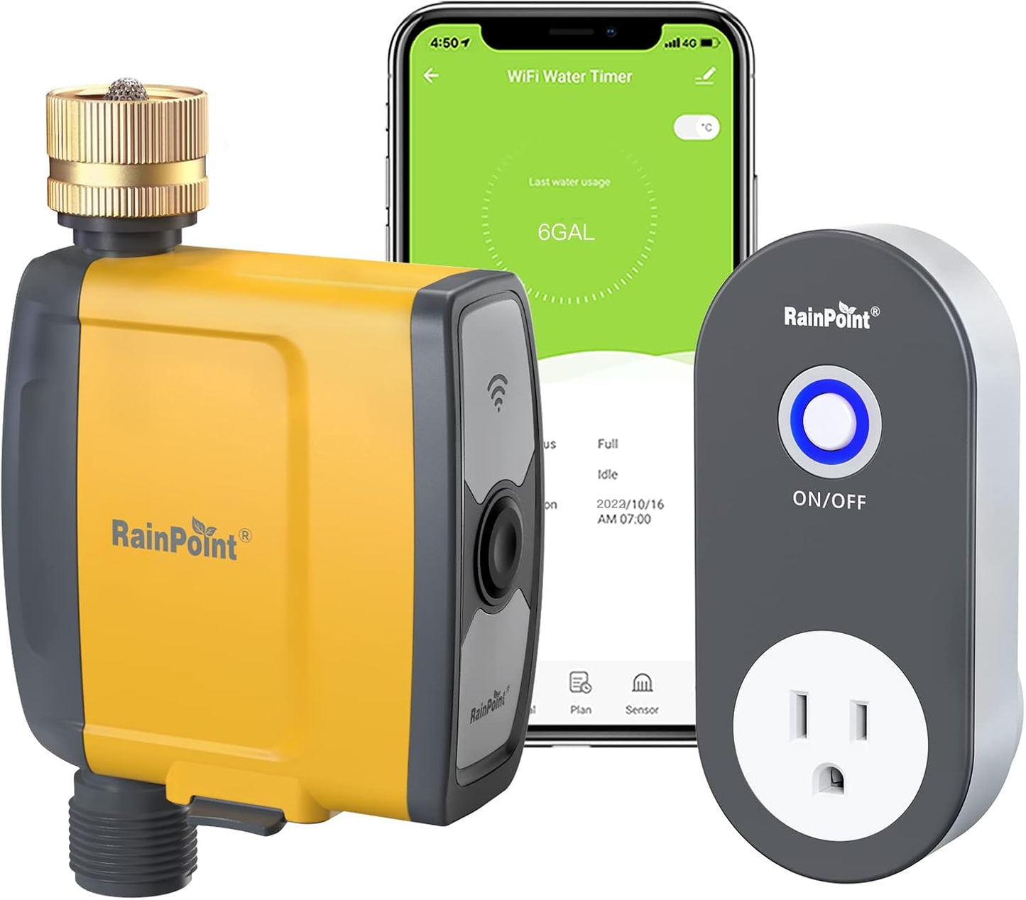 RAINPOINT WiFi Water Timer, Smart Hose Timer WiFi Irrigation Controller, Wireless Watering System Valve, APP & Voice Control, Weather-Based Automatic Rain Delay, Brass Inlet