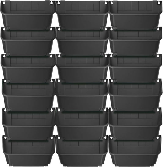 Eapmic Vertical Wall Planter with 18 Pots, Hanging Garden Plant Flowerpot Holder, Stackable Wall-Mounted Planter, Balcony Planters for Flowers Vegetables Fruits (Black, 18 Pots)