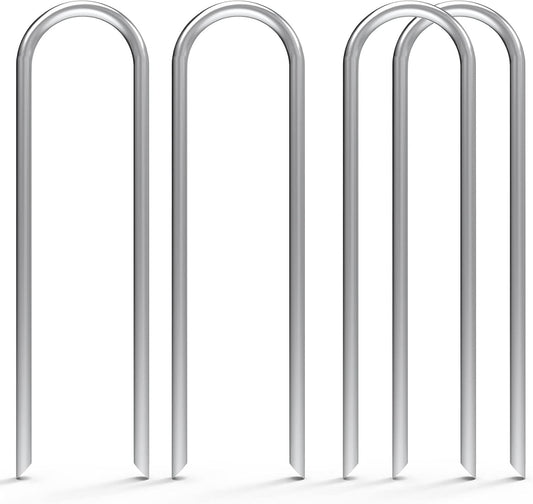 MySit 100 Pack 6 Inch Garden Stakes Heavy Duty 11 Gauge Galvanized Yard Staples U Pegs Fences Drip Irrigation Securing Stakes 1/2-Inch to 1-5/8-Inch Loop Stake for Anchoring Lawn Drippers Soaker Hose