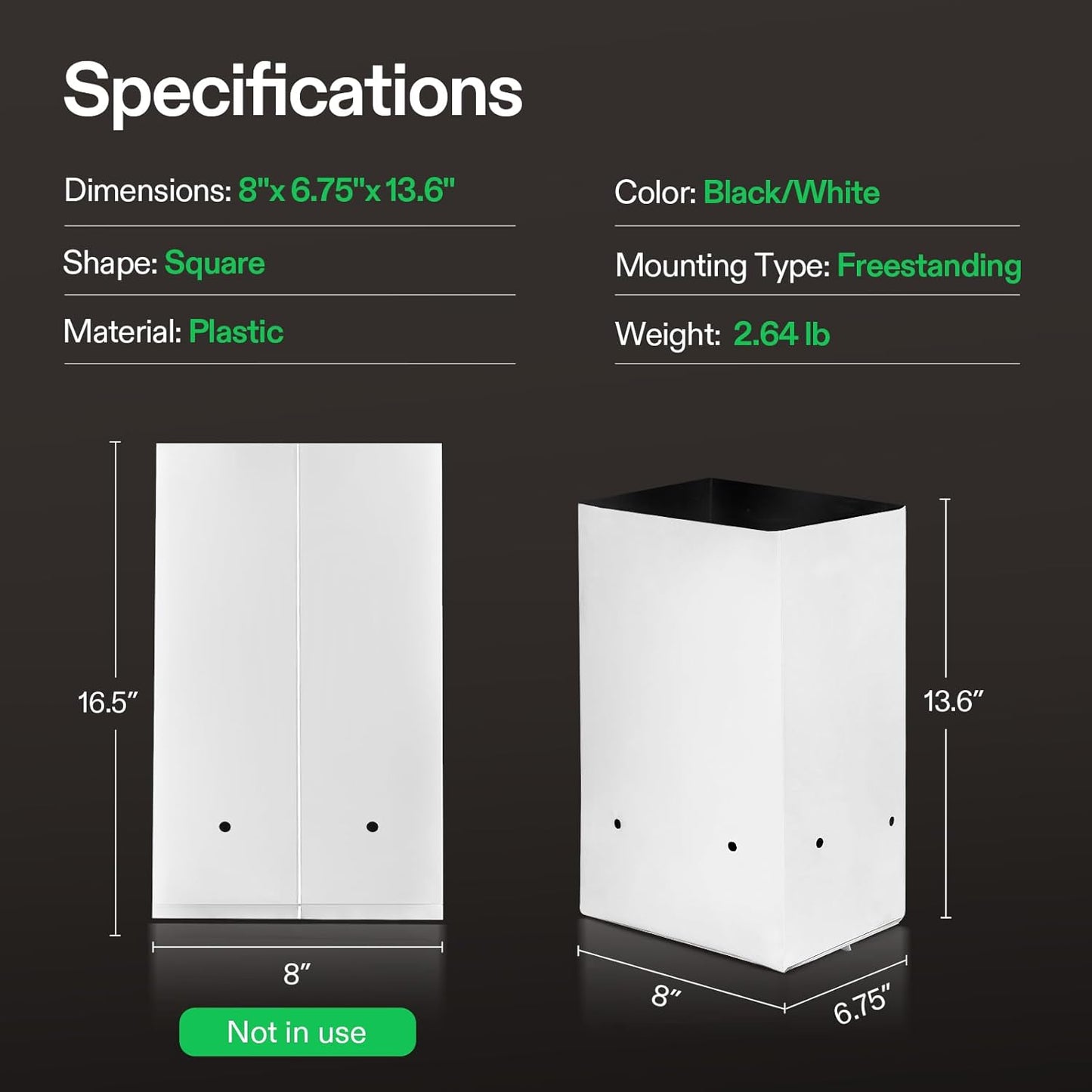 VIVOSUN 50-Pack 3 Gallon Grow Bags for Plants, Black-and-White Thick Plastic Bags for Potting Seedlings, and Rooting