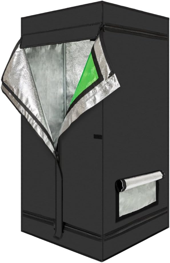Plant Grow Tent, Black, 60x60x120cm, Indoor Growing with Observation Window and Floor Tray