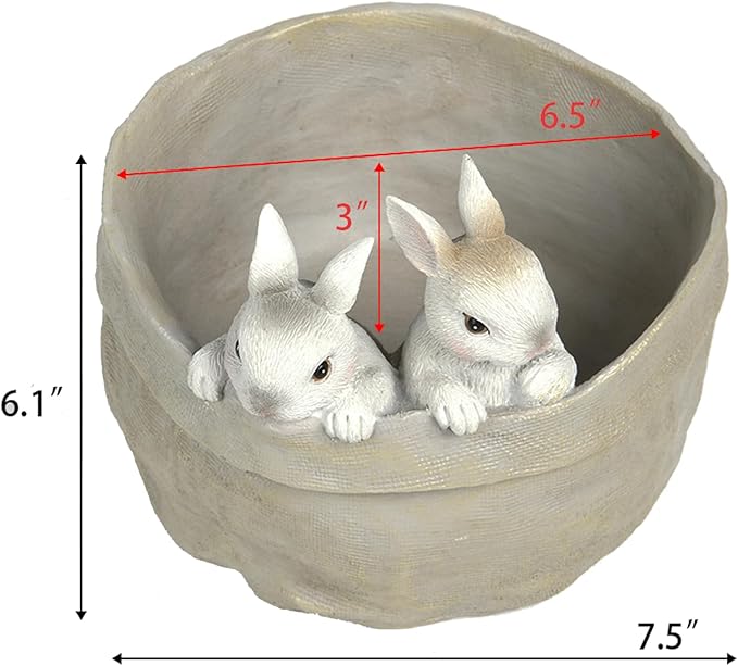 Newman House Studio Spring Bunny Flower Pot Easter-Decor - Decorative Garden Pots Cactus-Succulents Bunny Flower Pots Indoor Outdoor Plant Pots for Home Farmhouse Décor 7.5 * 7.4 * 6.1 Inch
