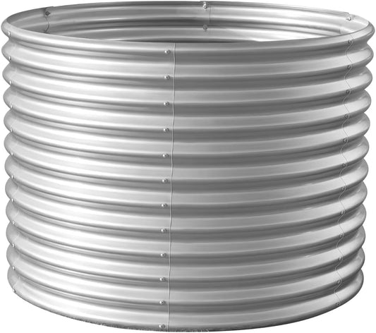 Land Guard 3×3×3ft Galvanized Raised Garden Bed Kit, Round Galvanized Planter Raised Garden Boxes Outdoor, Large Metal Raised Garden Beds for Vegetables, Silver