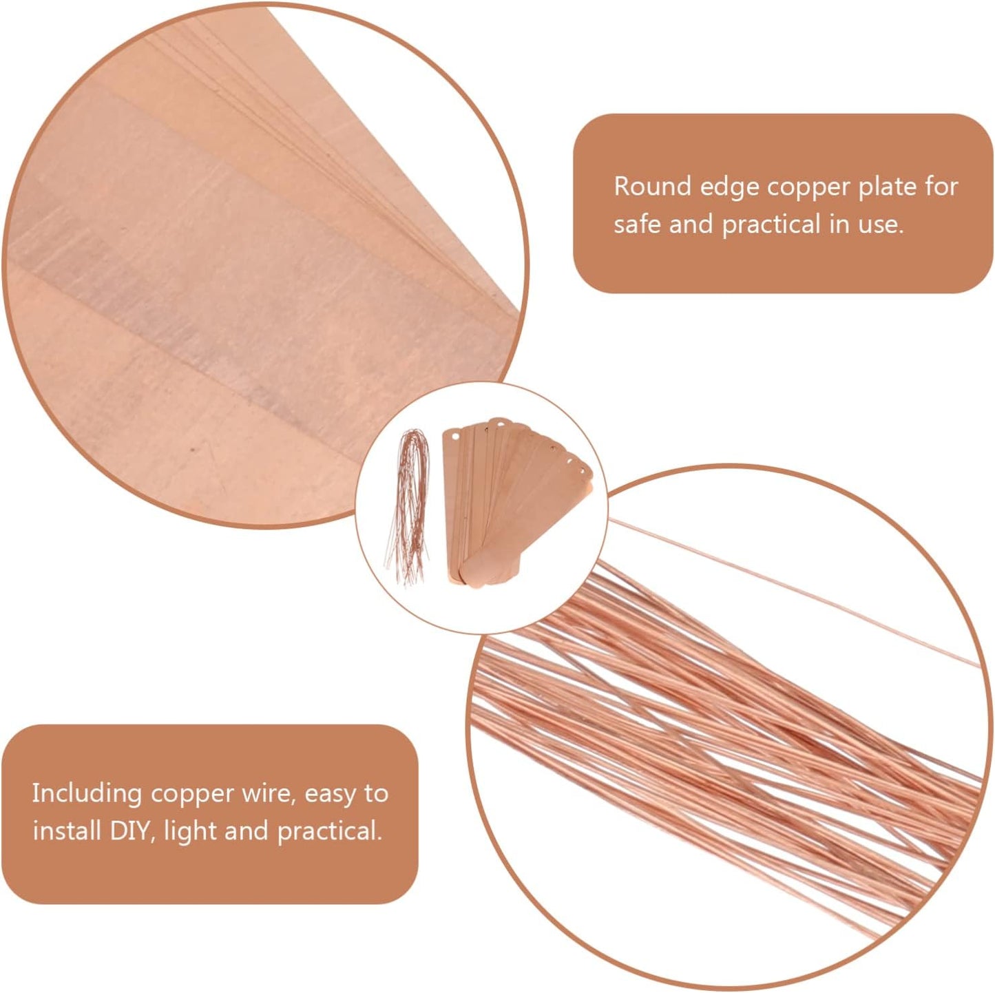 KESYOO Copper Plant Tags Reusable Garden Labels Hanging Metal Plant Tag with Wires for Flower Bed Balcony Pots Planters - 4.72 X 0.78 Inches