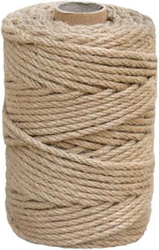 1/5 in (5 mm) X 100 Ft (30 Meters) Jute Twine Rope String for Home Decorating, Cat Scratcher Post Tree, DIY Arts Crafts, Garden, Binding, Packing Material
