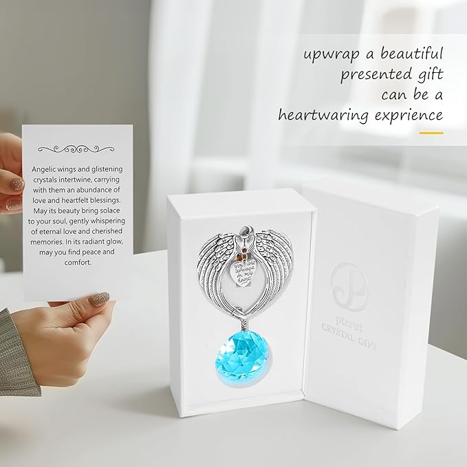 Memorial Gifts for Loss of Loved One Unique Sympathy Gifts Rainbow Sun Catcher Indoor Window Hanging Crystal Prism Grief Bereavement Gifts Ideas for Who Loss of Mom Dad (Sky Blue)