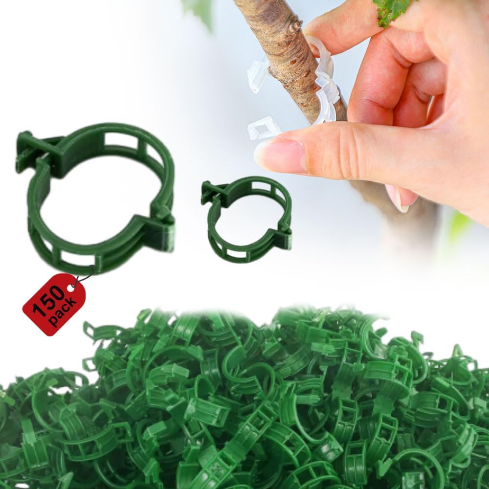 Plant Fixing Clip, Tomato Clips for String Trellis, Plant Wall Clips for Climbing Plants, Plant Wall Clips for Climbing Plants, Fixing Stem and Vine, Plastic Trellis Clips (Green-150pcs)