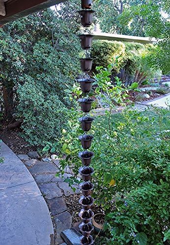 Nutshell Stores Flower Cups Rain Chain - Bronze - 13 Feet
