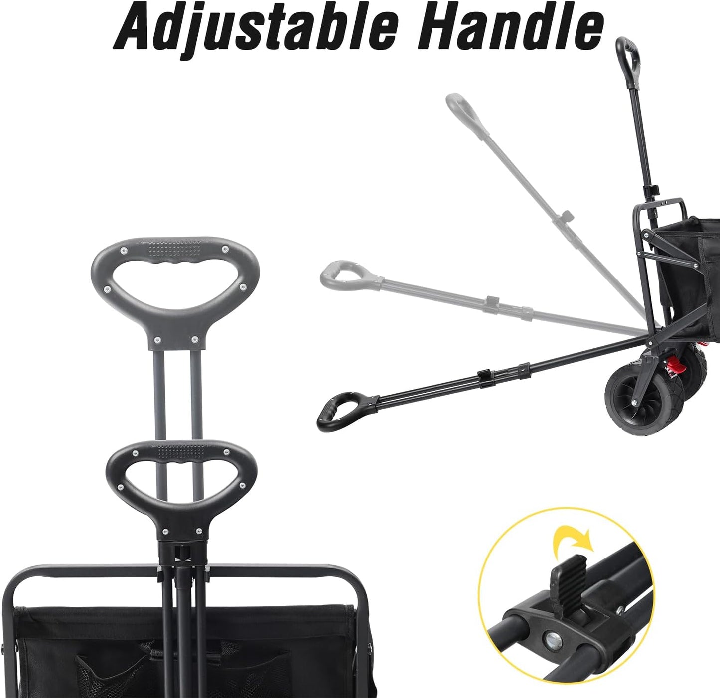 Beach Cart Large Capacity, Heavy Duty Folding Wagon Portable, Collapsible Wagon for Sports, Shopping, Camping Collapsible Foldable cart (Black, 1 Year Warrant)