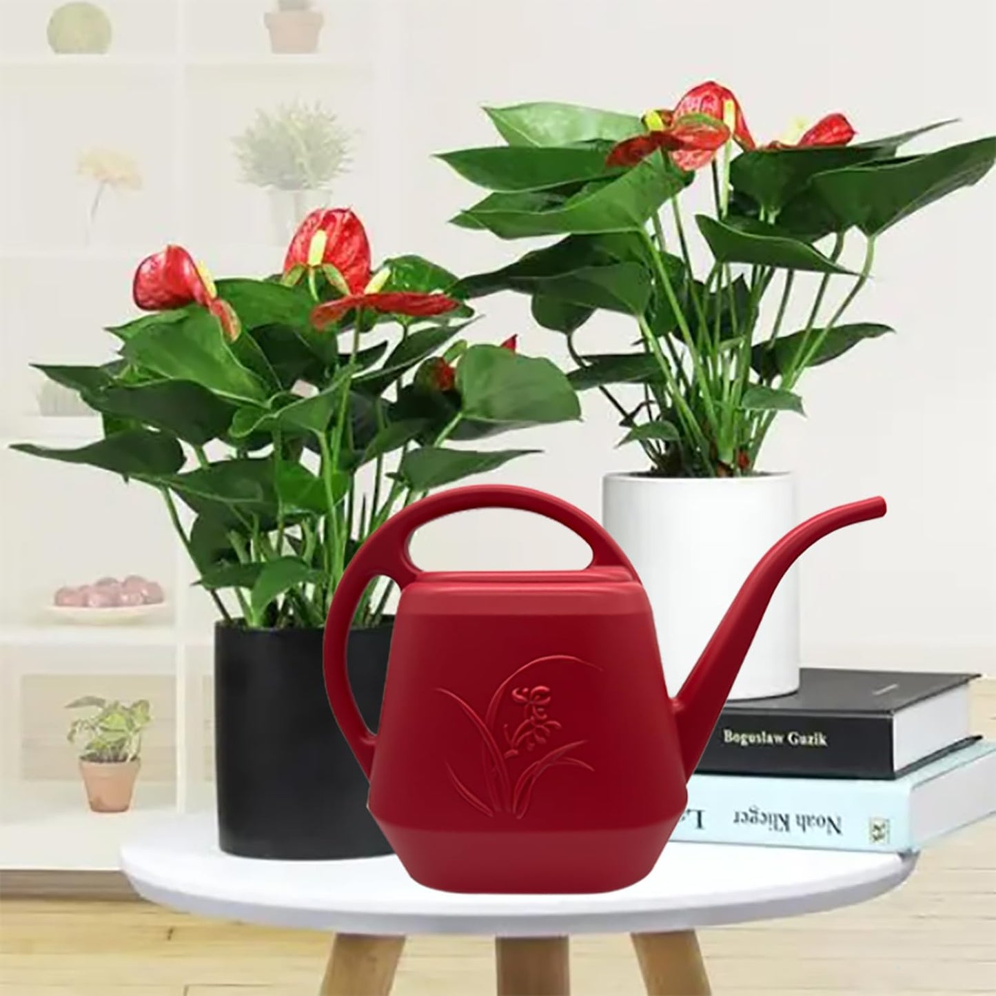 Plant Watering Can - 1 Gallon - Wine Red - with Long Spout for Indoor and Outdoor Plant Garden
