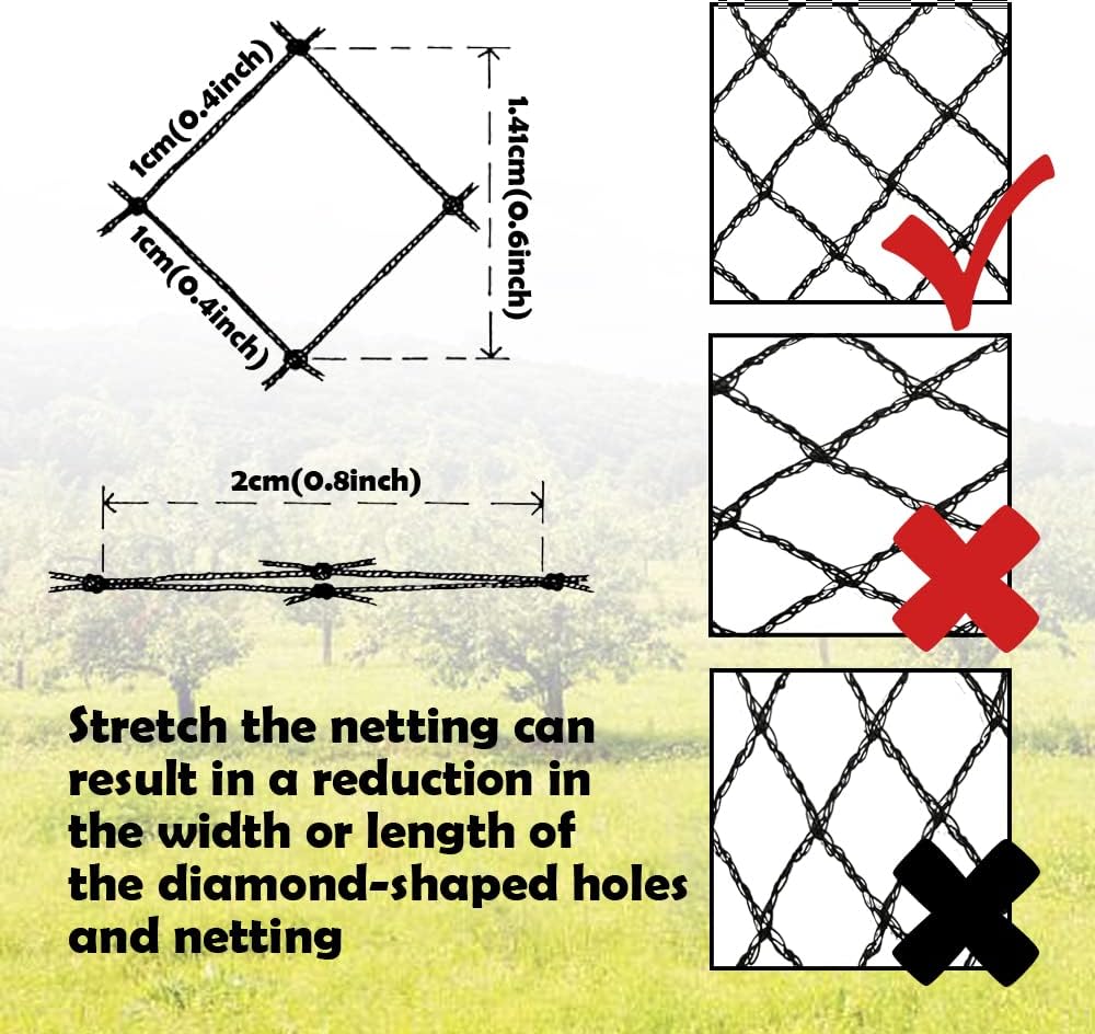 Meanchen Bird Netting 10x10 Ft, 1/2In Mesh Heavy Duty Garden Netting Pest Barrier for Plants, Vegetables, Extra Strong Woven Mesh Netting, Animal Fencing for Fruit Trees Against Birds, Deer, Poultry