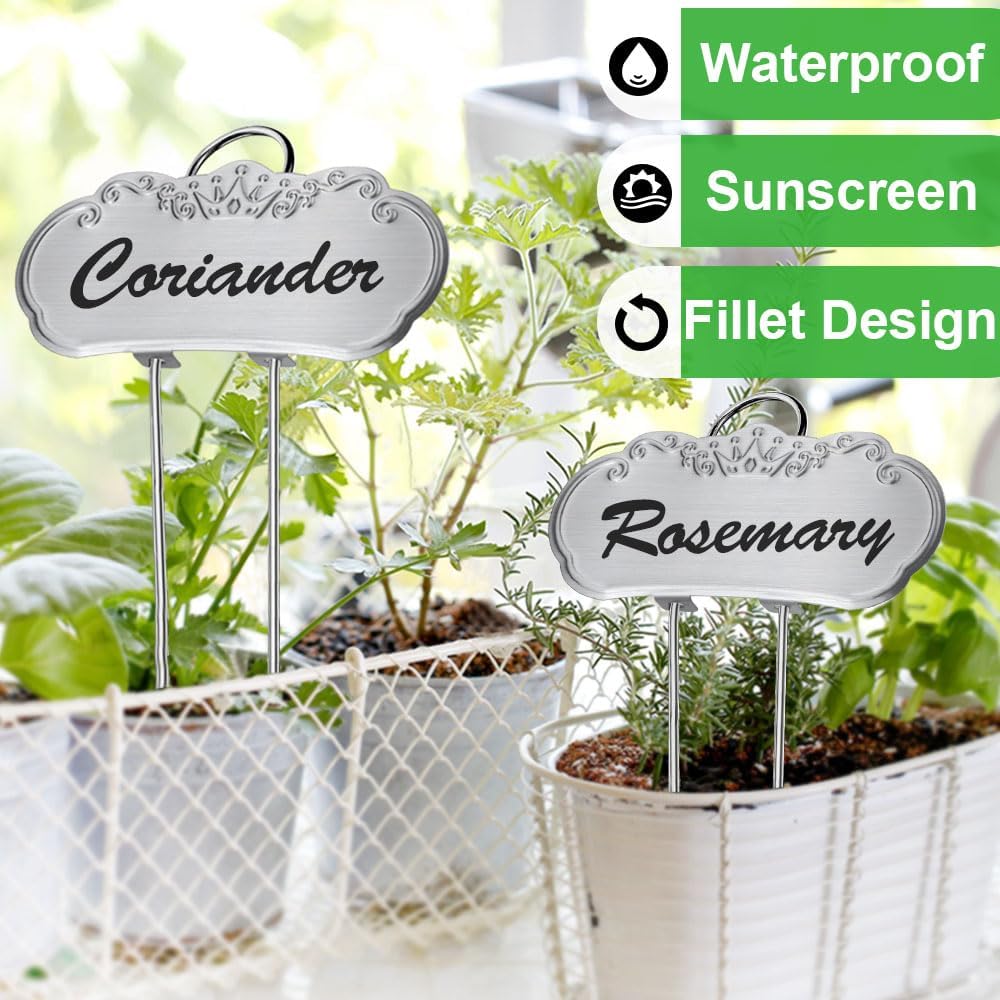 Metal Plant Labels,Tall Outdoor Garden Markers for Flower, Fruit and Vegetable, 304 Stainless Steel Weatherproof Signs (25 Packs, 4" x 1.9", Silver)