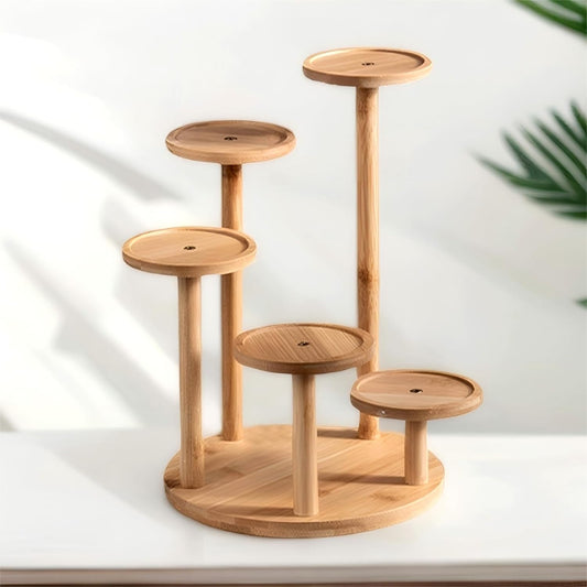 5 Tiered Desk Plant Stand Round Bamboo Plant Shelf Tabletop Succulent Herb Stand Desktop Plant Stand Indoor Plant Rack for in Living Room Office Decoration - Small