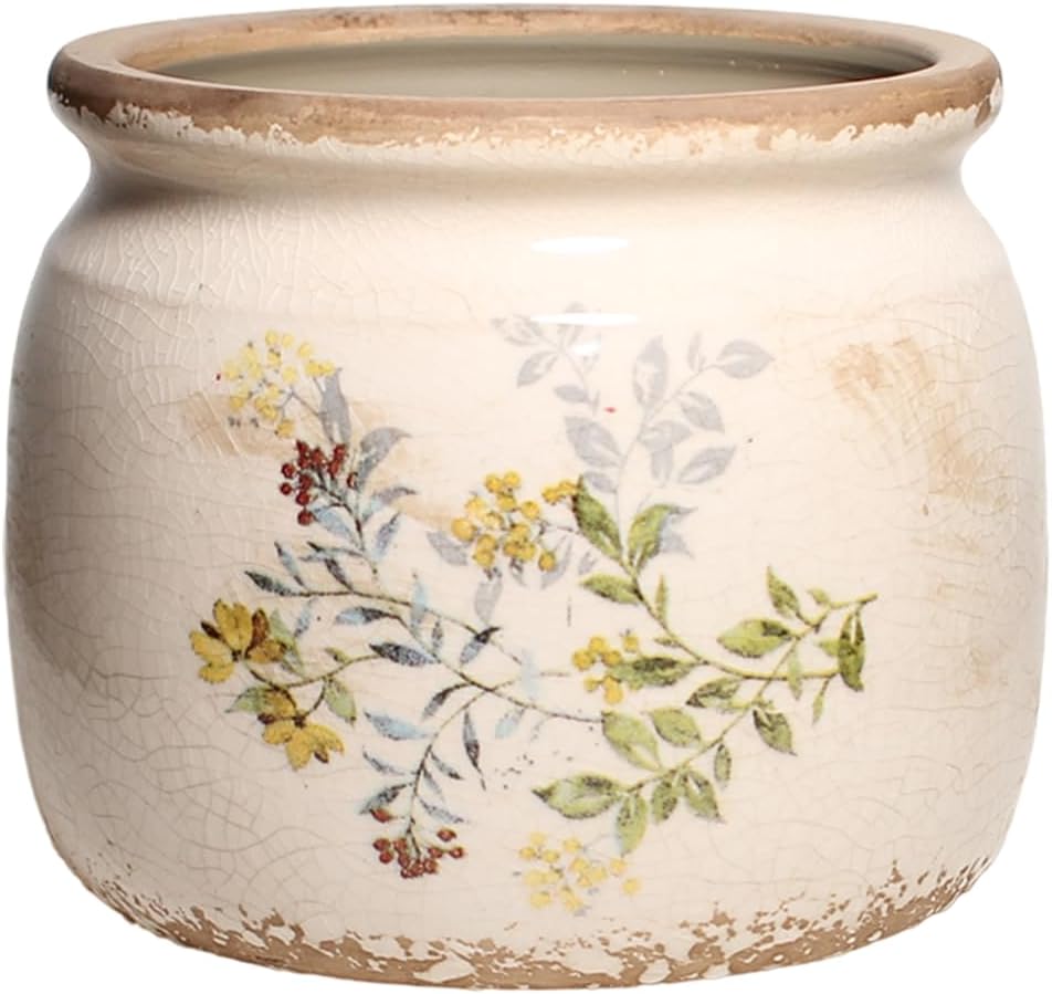 Pots for Plants, Ceramic Planters for Indoor/Outdoor Plants, 6.29'' Plant Pots Indoor with Drainage, Vase & Planters, Vintage Rustic Pots for Indoor Plant, Home & Fall Decor, Yellow Sage