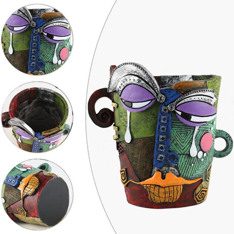 New Picassos Abstract Beauty Face Flower Pot, Colorful Abstract Head Plant Pots, Interesting Decorative Flower Resin Flower Pot, Unique Flower Pots for Home Art Decoration (multicolor-A03)